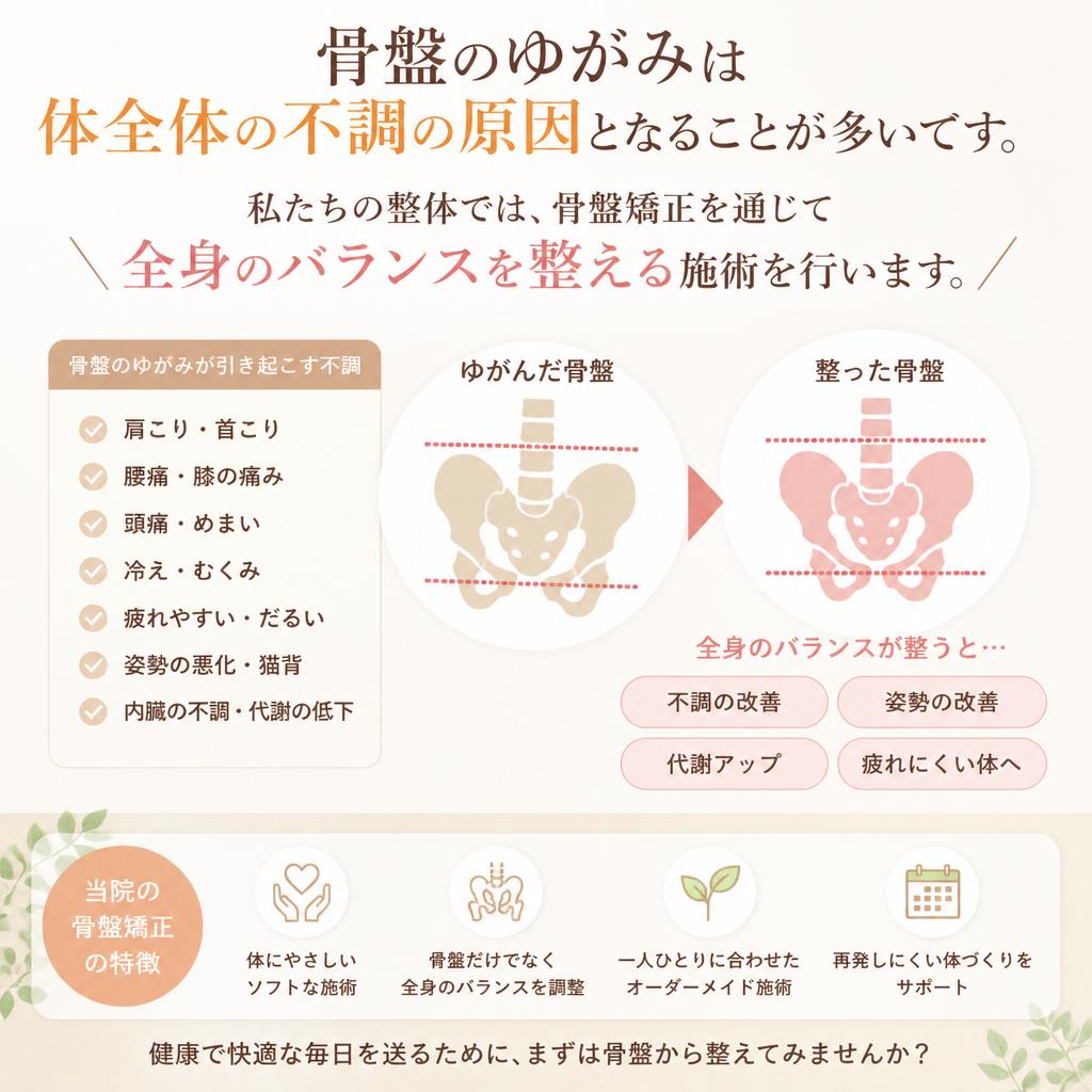 骨盤矯正で全身のバランスを整える