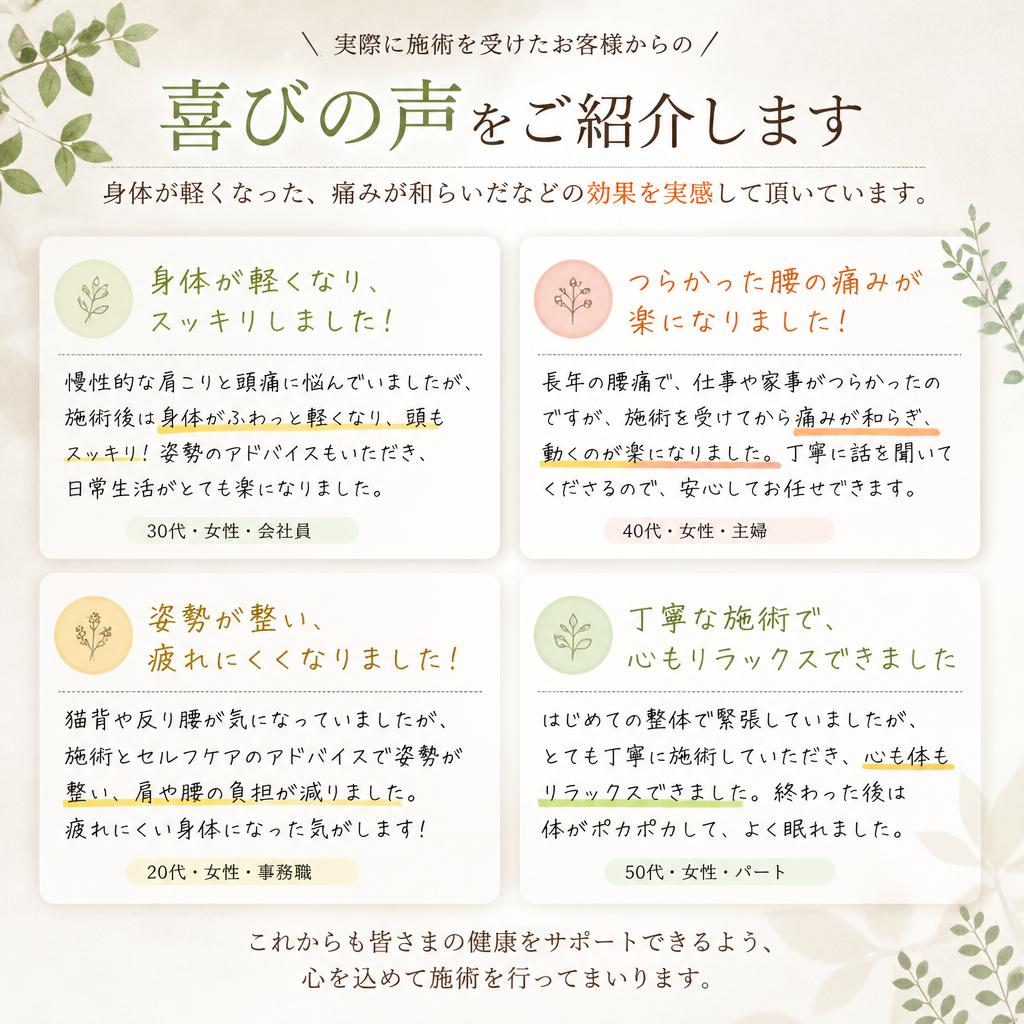 お客様の体験談