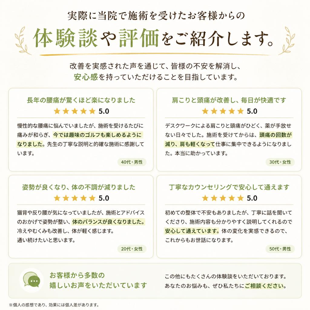 受けたお客様の声