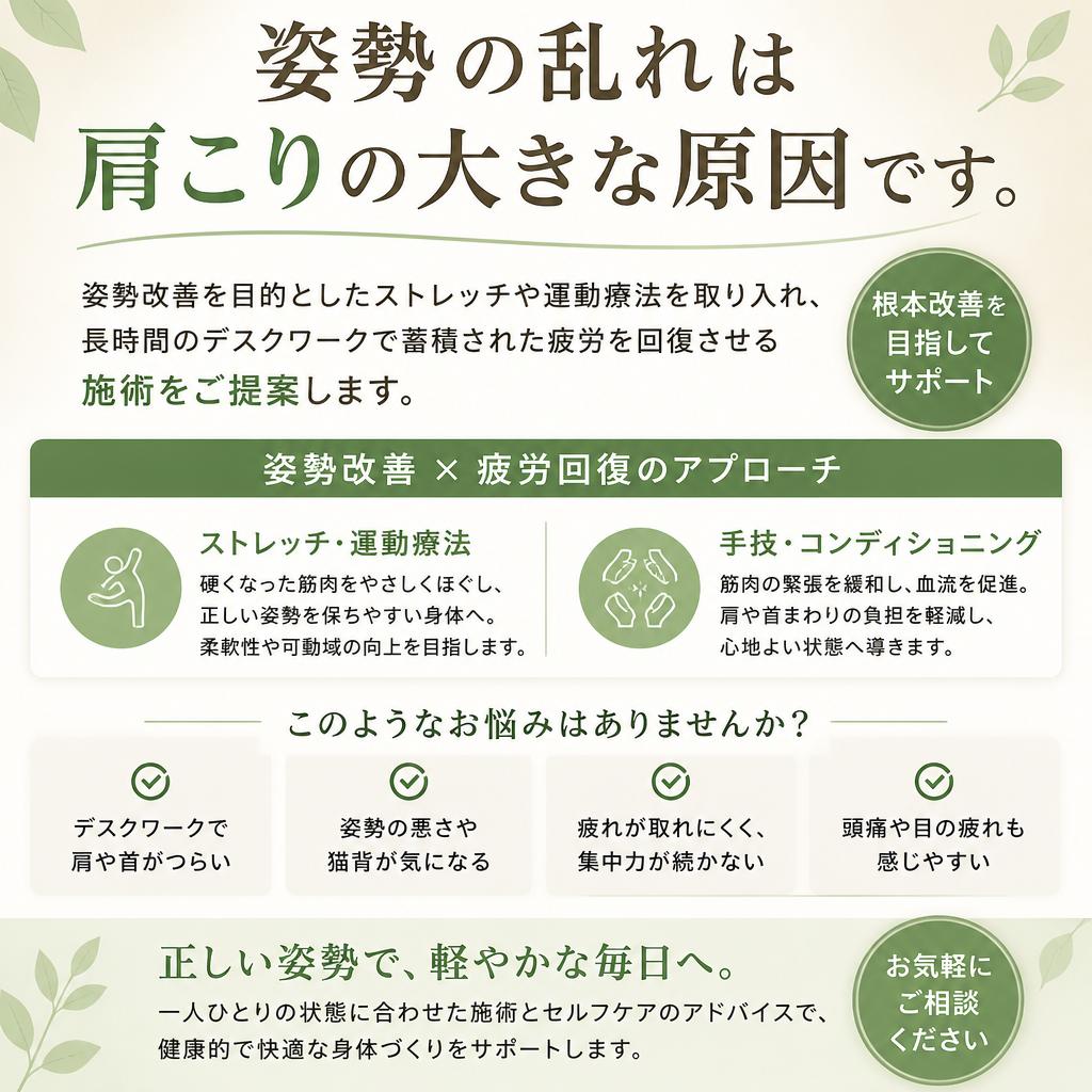 姿勢改善と疲労回復のトリートメント