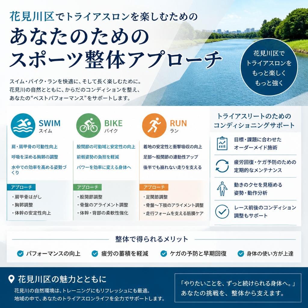 花見川区でトライアスロンを楽しむための、あなたのためのスポーツ整体アプローチ。