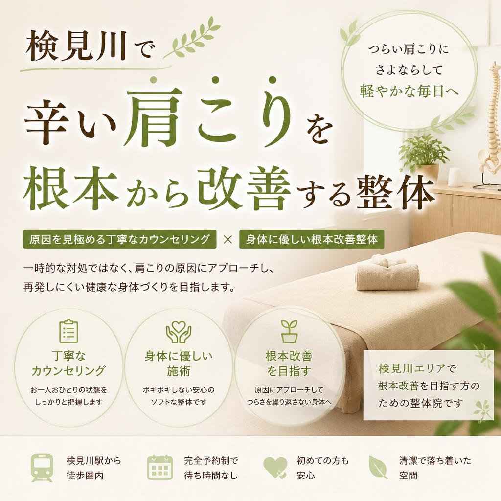 検見川で辛い肩こりを根本から改善する整体
