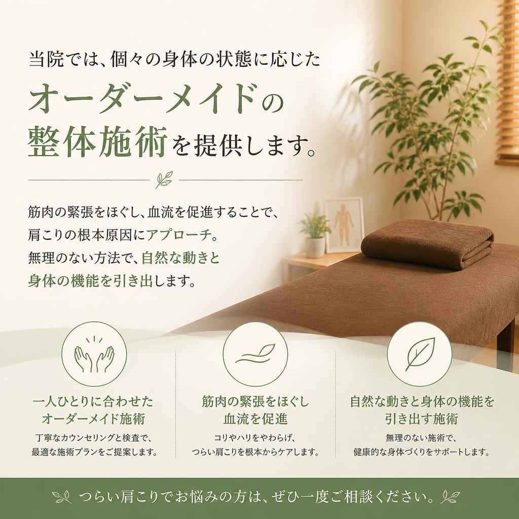 オーダーメイドの整体施術で根本から改善！