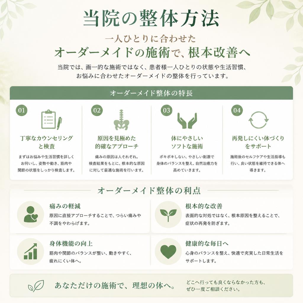 オーダーメイドの整体アプローチ