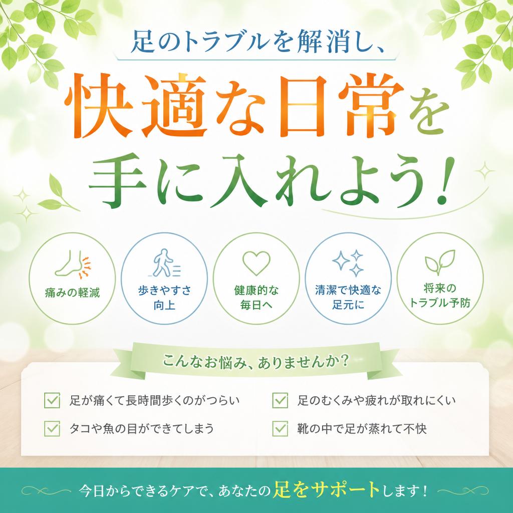 足のトラブルを解消し、快適な日常を手に入れよう！